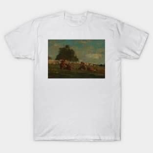 Boy and Girl in a Field with Sheep by Winslow Homer T-Shirt